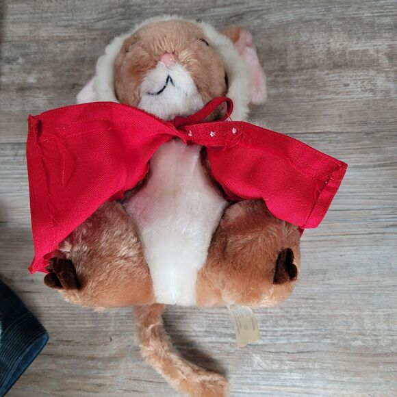 Christmas Mouse Plush Vintage Dakin Priscilla Hillman 1981 Stuffed Animal - Picture 8 of 11